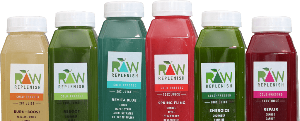 Raw Replenish Cold Pressed Juice Cleanse Array of Juices